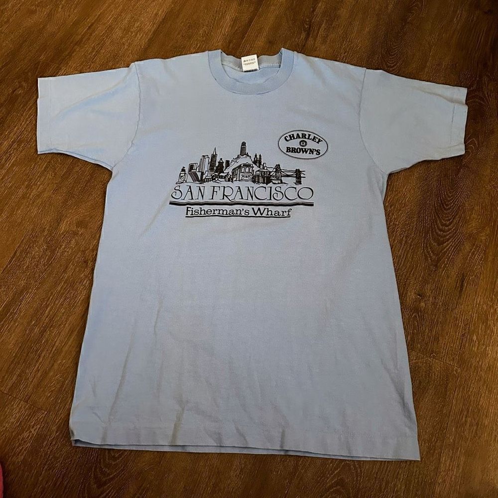 Vintage Single Stitch USA San Francisco Fishermans Warf Charley Browns T Shirt L